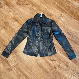 Women's Brown Faux Leather Jacket